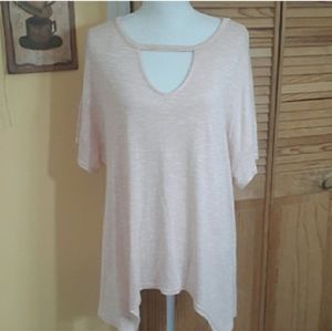 JUICY COUTURE Blush Peachy Pink Top w/ Shark Bite Hem - CUTE!!!  XL